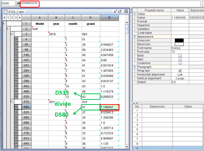 esCalc to prepare for sales link relative ratio report-18